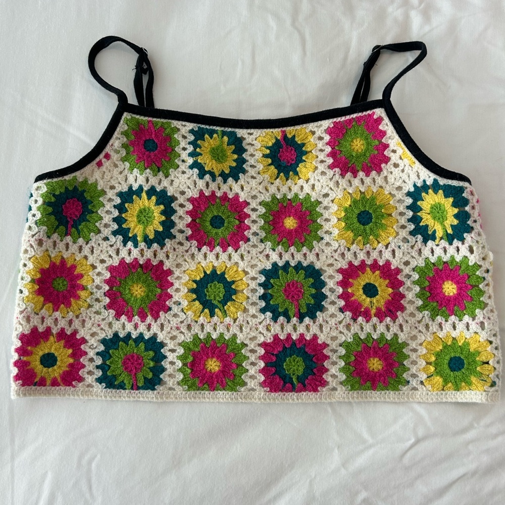 Crochet Flower Crop Top
